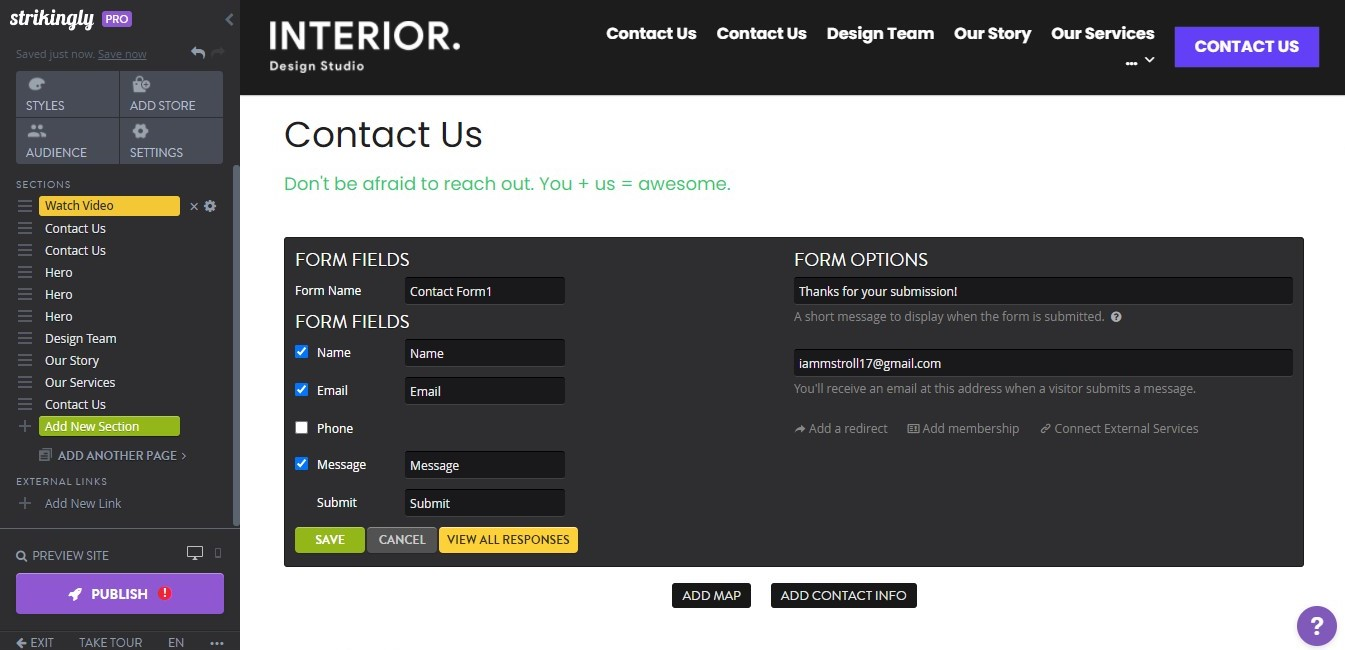 strikingly form options strikingly form options
